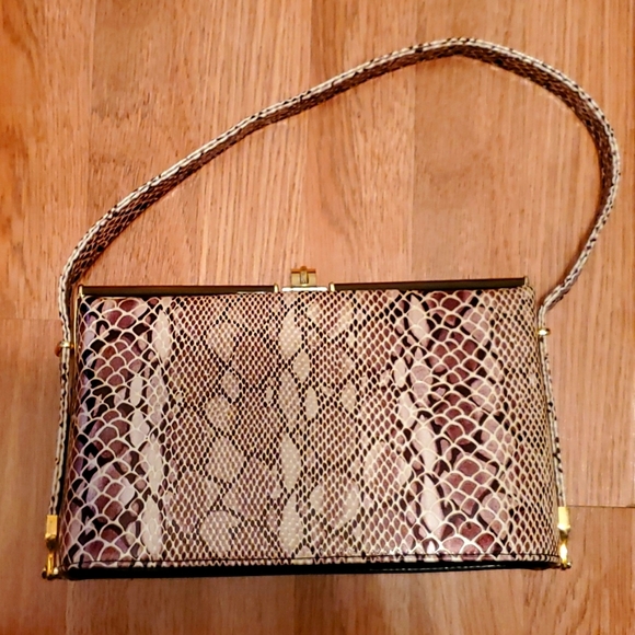 Faux Snakeskin Gold Purse Mini Bag NWOT - Picture 1 of 8
